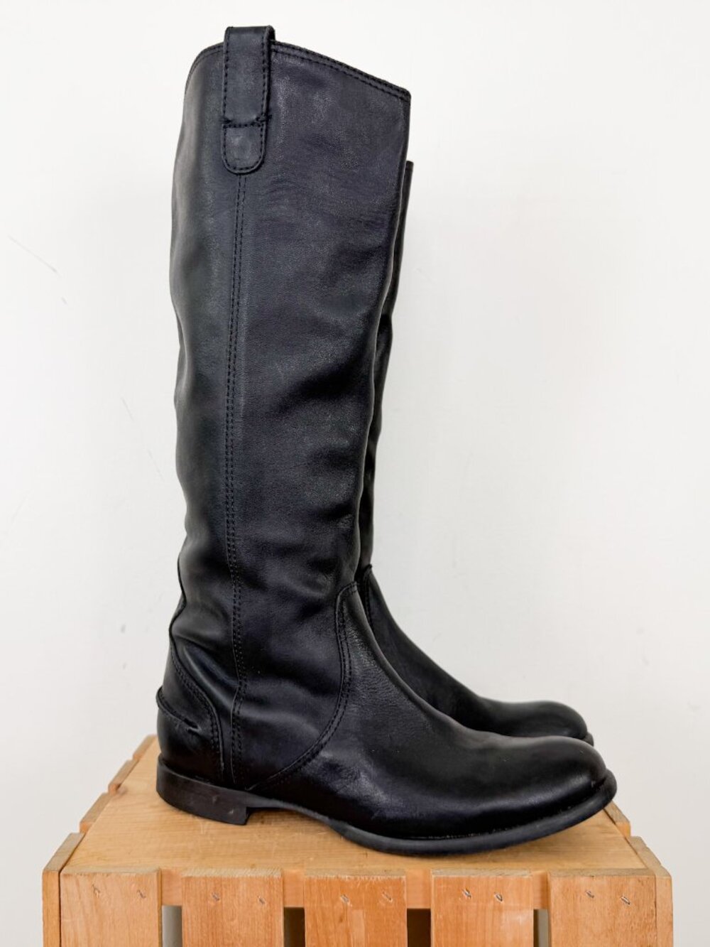 Madewell 1937 Archive Black Italian Leather Tall Knee High Riding Boots Size 8